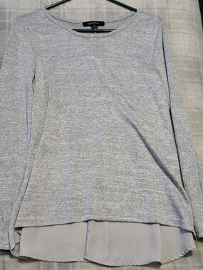 Heart Soul Light Heather Gray Knit Top Sz Med